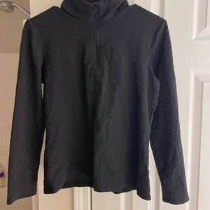 J. McLaughlin Bedford quarter zip Black Textured Jacquard Top Catalina cloth M